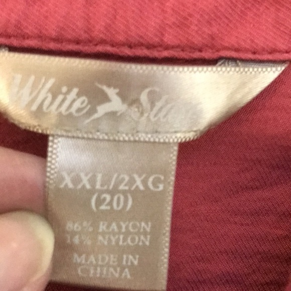 WHITE Stag Women’s Peasant Tunic Blouse Size 2X Coral Color Button Front - Picture 10 of 10